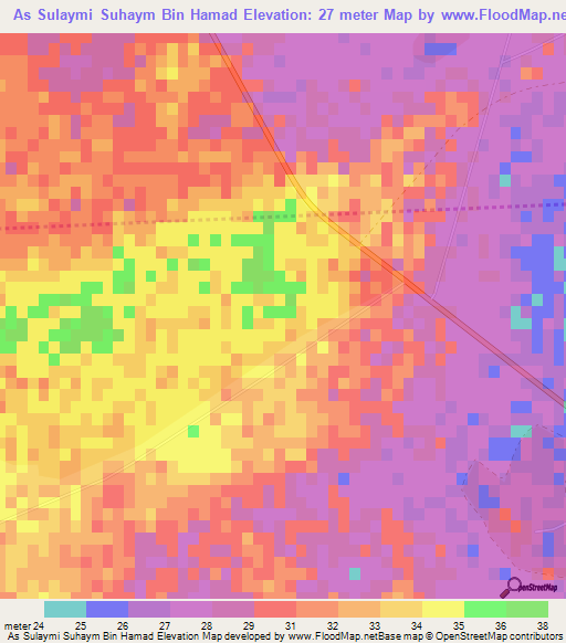 As Sulaymi Suhaym Bin Hamad,Qatar Elevation Map