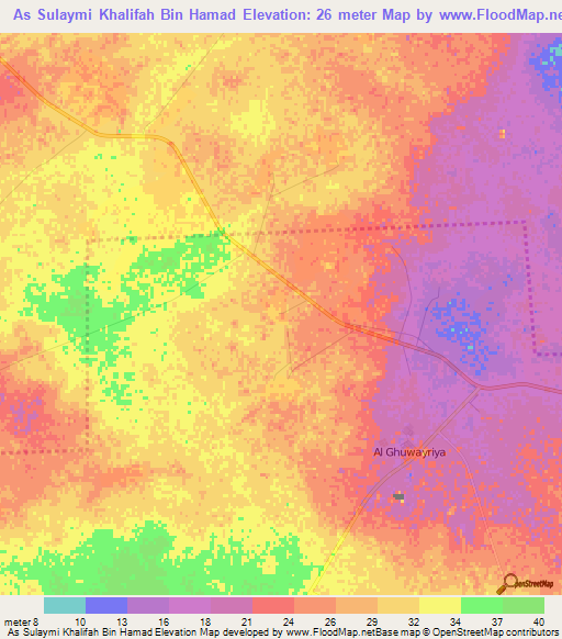 As Sulaymi Khalifah Bin Hamad,Qatar Elevation Map