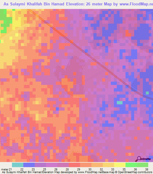 As Sulaymi Khalifah Bin Hamad,Qatar Elevation Map