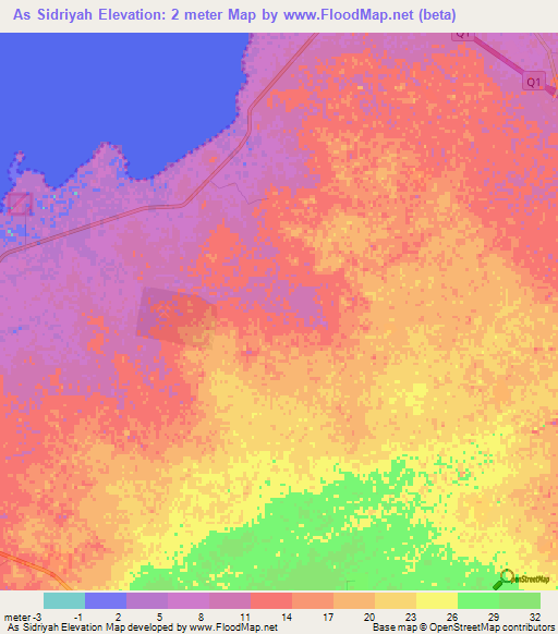 As Sidriyah,Qatar Elevation Map