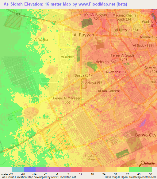 As Sidrah,Qatar Elevation Map