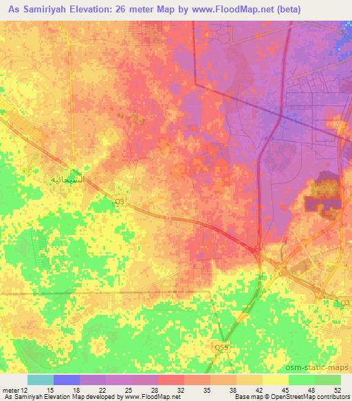 As Samiriyah,Qatar Elevation Map