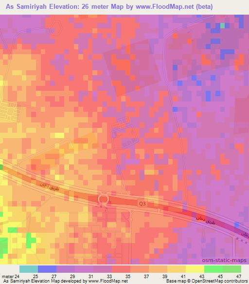 As Samiriyah,Qatar Elevation Map