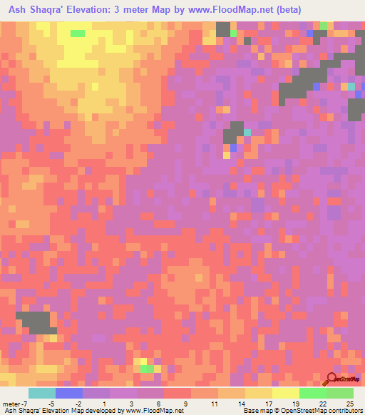 Ash Shaqra',Qatar Elevation Map