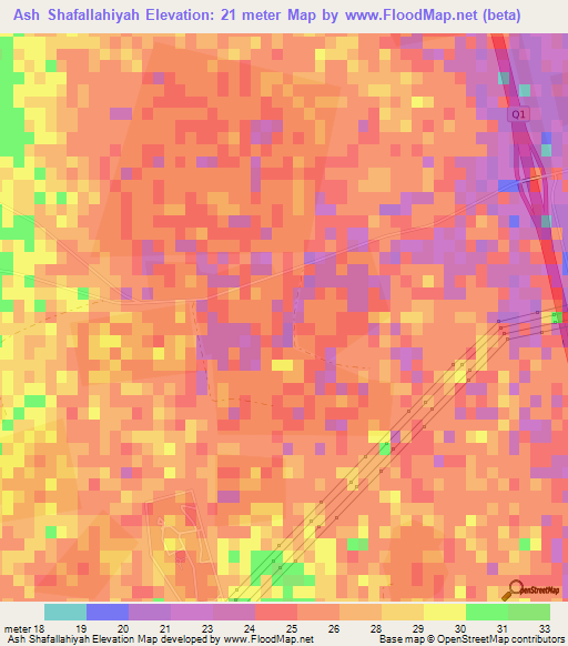 Ash Shafallahiyah,Qatar Elevation Map