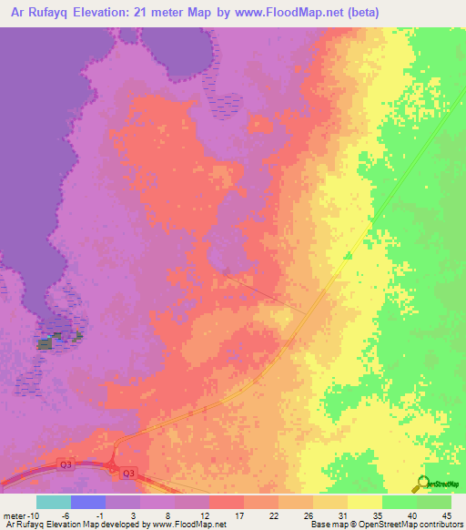 Ar Rufayq,Qatar Elevation Map