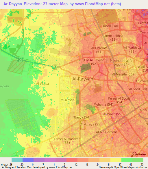 Ar Rayyan,Qatar Elevation Map