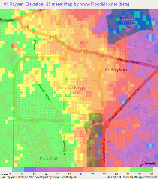 Ar Rayyan,Qatar Elevation Map