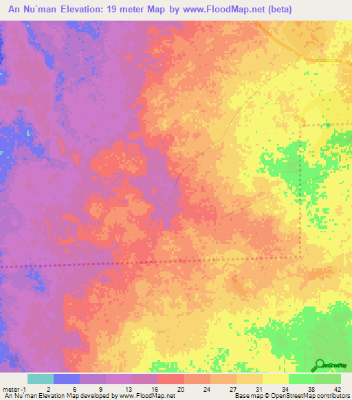 An Nu`man,Qatar Elevation Map