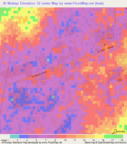 Al Wukayr,Qatar Elevation Map