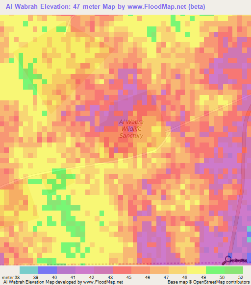 Al Wabrah,Qatar Elevation Map
