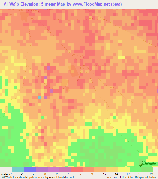 Al Wa`b,Qatar Elevation Map