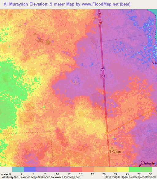 Al Muraydah,Qatar Elevation Map