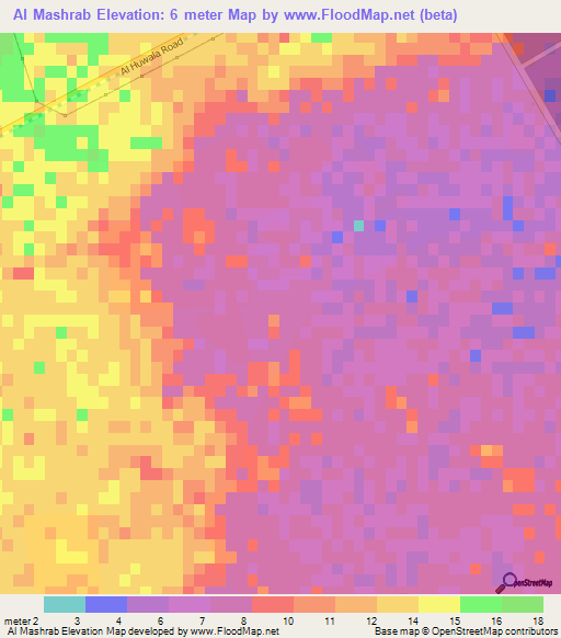 Al Mashrab,Qatar Elevation Map