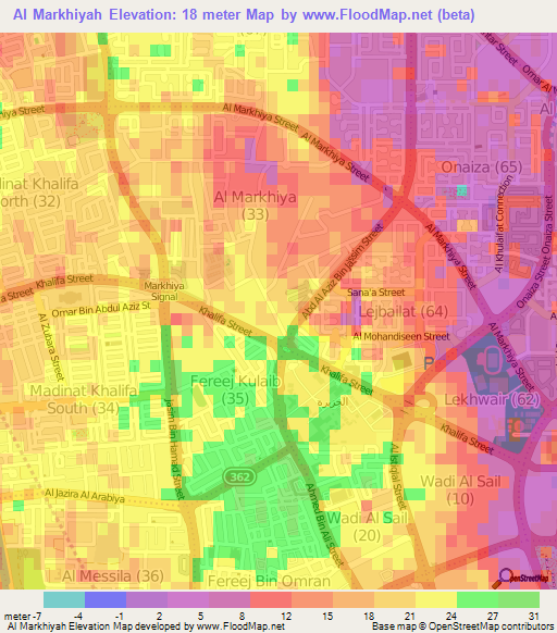 Al Markhiyah,Qatar Elevation Map