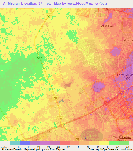 Al Maqran,Qatar Elevation Map