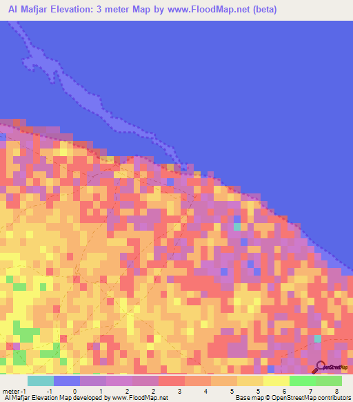 Al Mafjar,Qatar Elevation Map