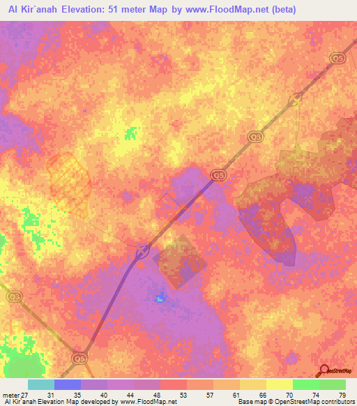 Al Kir`anah,Qatar Elevation Map