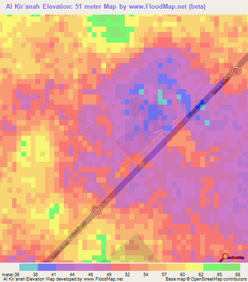 Al Kir`anah,Qatar Elevation Map