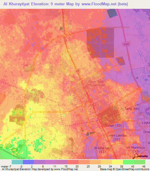 Al Khuraytiyat,Qatar Elevation Map