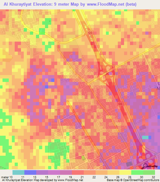 Al Khuraytiyat,Qatar Elevation Map