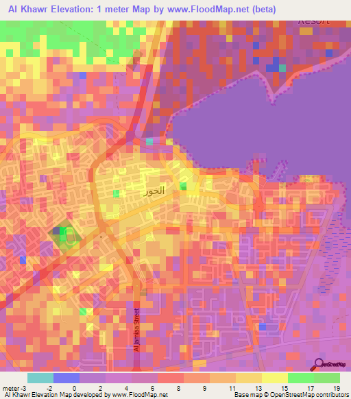 Al Khawr,Qatar Elevation Map