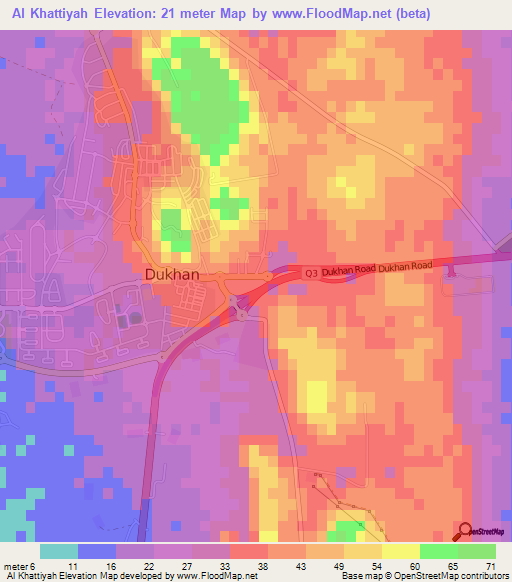 Al Khattiyah,Qatar Elevation Map