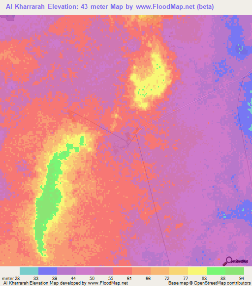 Al Kharrarah,Qatar Elevation Map