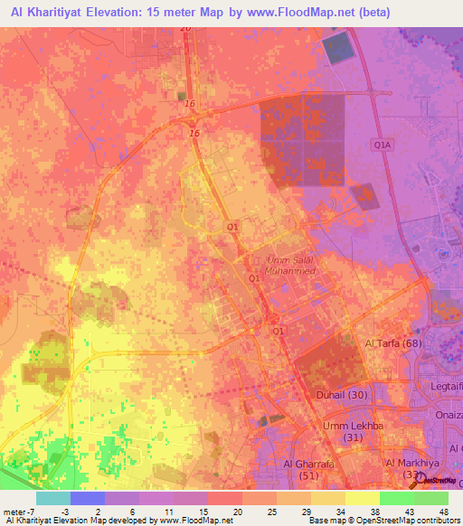 Al Kharitiyat,Qatar Elevation Map