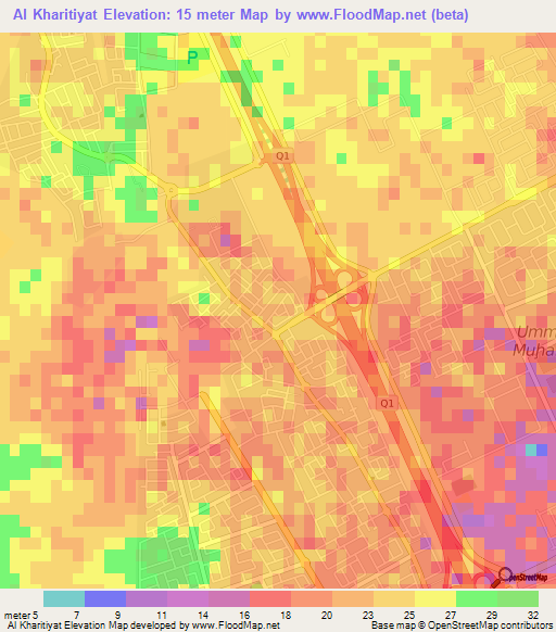 Al Kharitiyat,Qatar Elevation Map