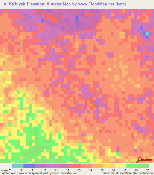 Al Ka`biyah,Qatar Elevation Map