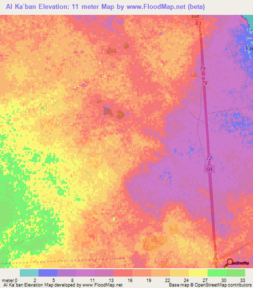 Al Ka`ban,Qatar Elevation Map