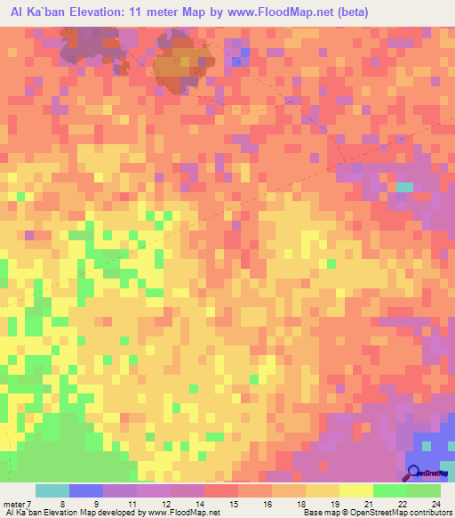 Al Ka`ban,Qatar Elevation Map