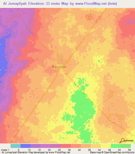 Al Jumayliyah,Qatar Elevation Map