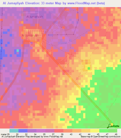 Al Jumayliyah,Qatar Elevation Map