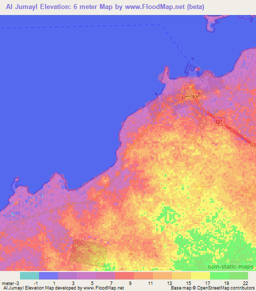 Al Jumayl,Qatar Elevation Map