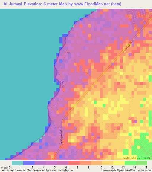 Al Jumayl,Qatar Elevation Map