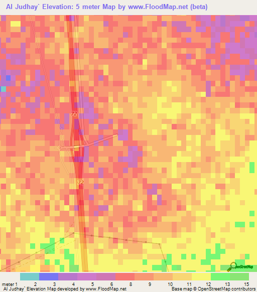 Al Judhay`,Qatar Elevation Map