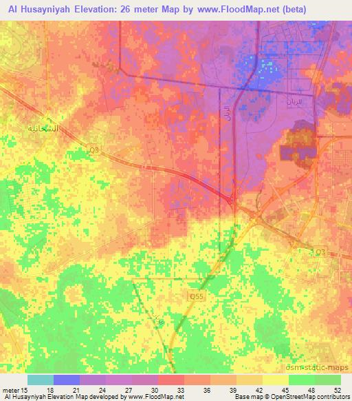 Al Husayniyah,Qatar Elevation Map
