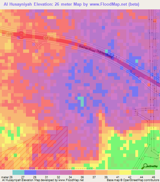 Al Husayniyah,Qatar Elevation Map