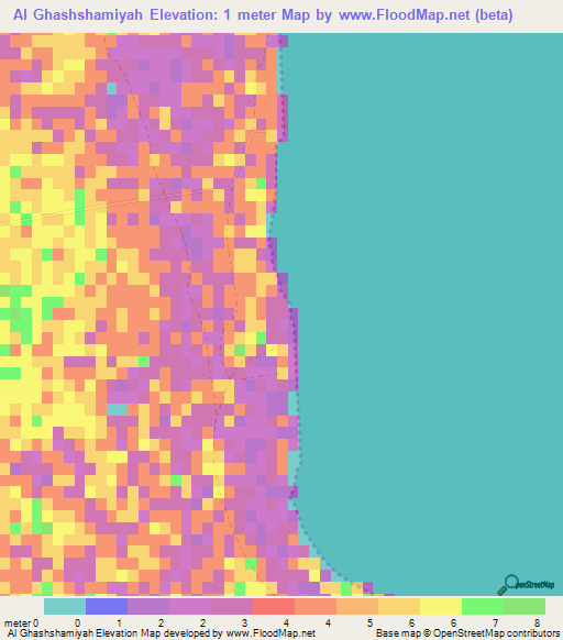 Al Ghashshamiyah,Qatar Elevation Map