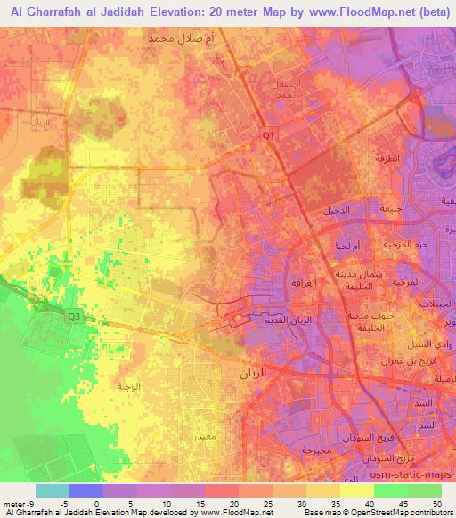 Al Gharrafah al Jadidah,Qatar Elevation Map