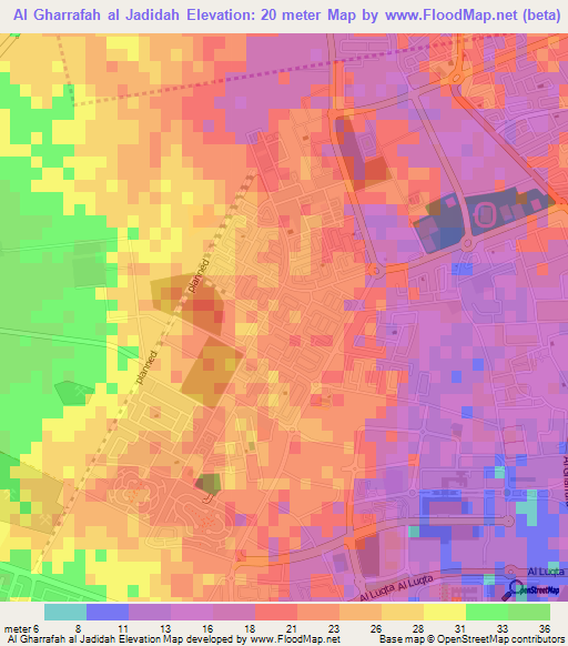 Al Gharrafah al Jadidah,Qatar Elevation Map