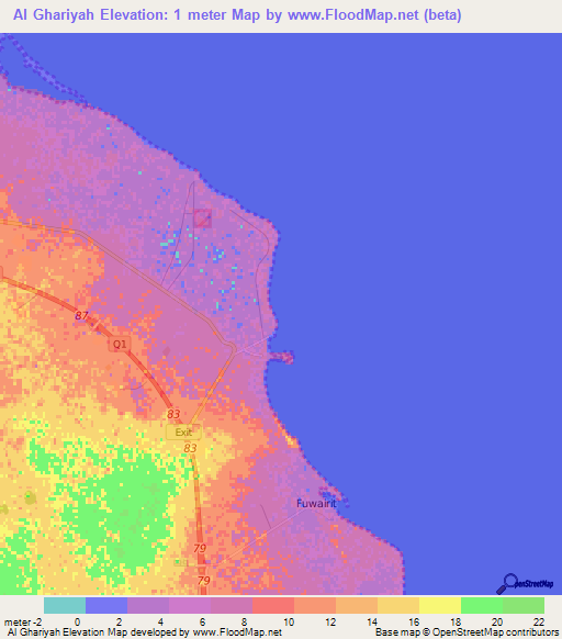 Al Ghariyah,Qatar Elevation Map