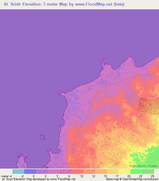 Al `Arish,Qatar Elevation Map