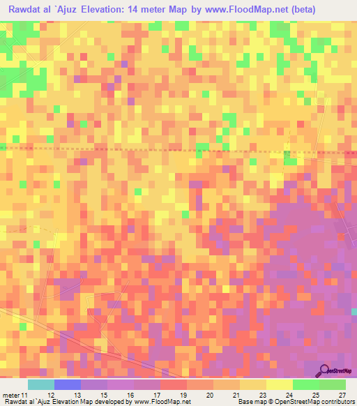 Rawdat al `Ajuz,Qatar Elevation Map