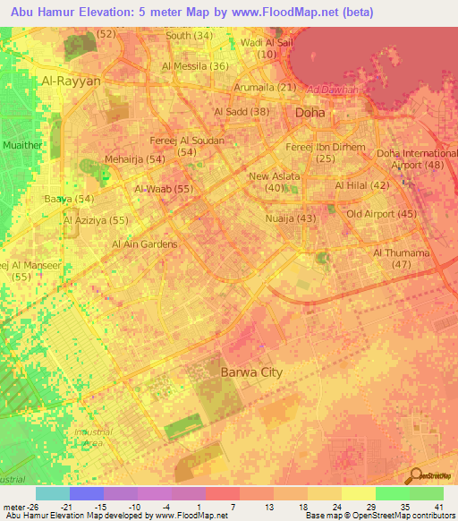 Abu Hamur,Qatar Elevation Map