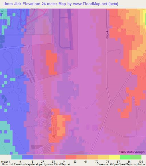 Umm Jidr,Bahrain Elevation Map