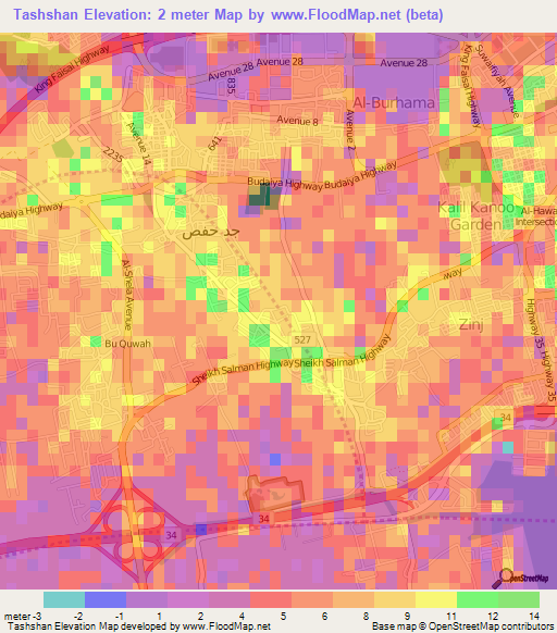 Tashshan,Bahrain Elevation Map