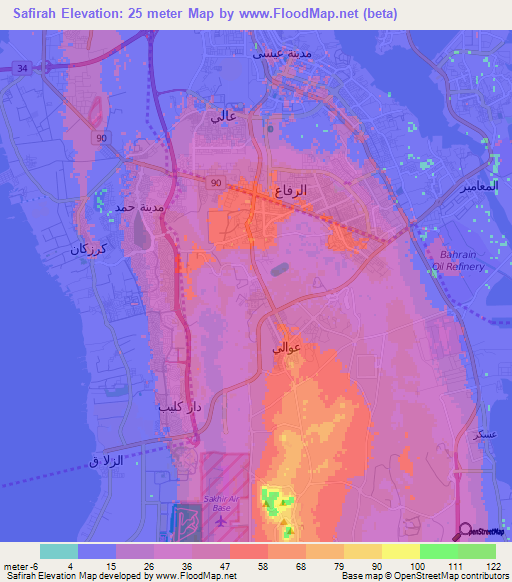 Safirah,Bahrain Elevation Map